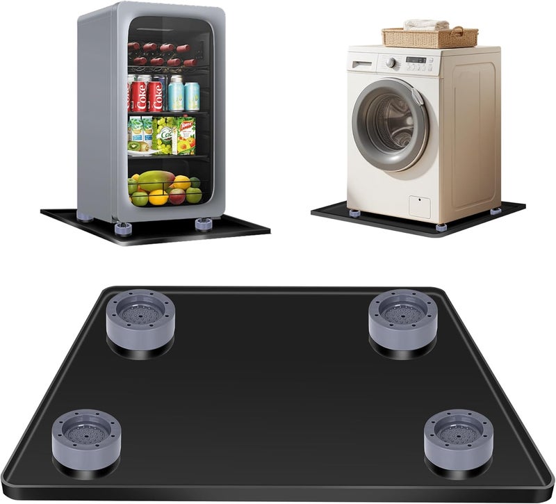 ToLanbbt Mini Fridge Silicone Mat with 4 Base Raisers - 20" x 20" x 0.6" Mini Fridge Drip Tray Under Refrigerator Mat Carpet Floor Protector Leak-Resistant Portable AC Pan for Washing Machine, Black - Image 1